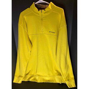 Columbia 1/4 Zip Pullover Sweater Mens 2XL Yellow Mustard Fleece Lightweight